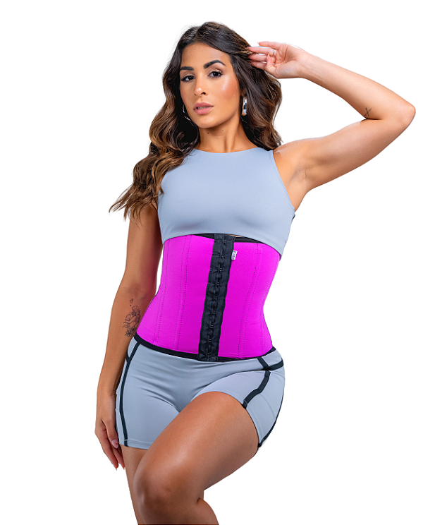 CINTA MODELADORA LONGA COM 8 BARBATANAS - ROSA
