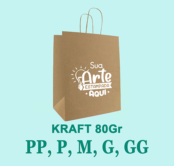 Sacolas Papel Kraft Personalizada Com Sua Logo P M G GG