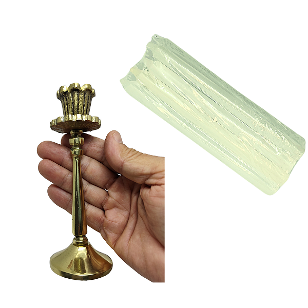 Castiçal Tulipa 15 Cm Bronze Maciço 2 Cm Base Polida a Mão
