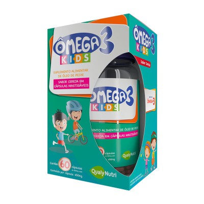 Ômega 3 Kids Qualy Nutri 450mg c/60 Cáps Mastigáveis Cereja