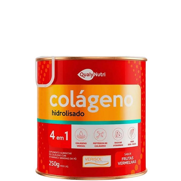 Colágeno Hidrolisado 4 em 1 Frutas Vermelhas- 250g Qualy Nutri