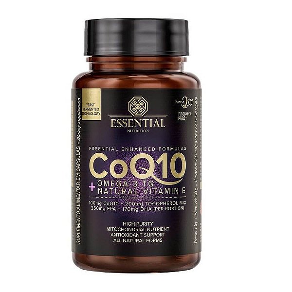 Coenzima Q10 + Ômega 3 TG + Vitamina E 60 capsulas - Essential Nutrition