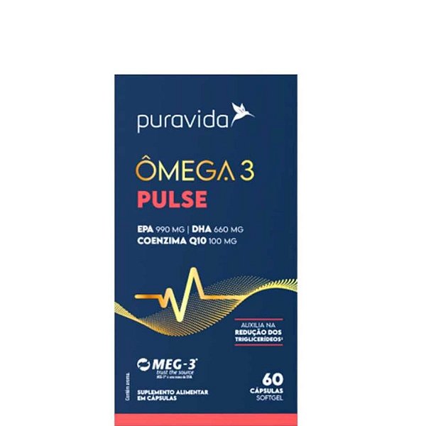Ômega 3 Pulse Concentrado com Coenzima q10 100mg 60 cápsulas Pura Vida