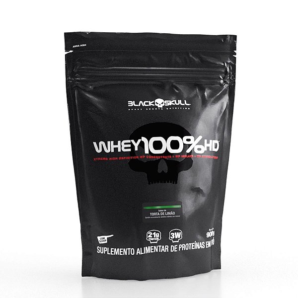 Whey 100% HD Refil 900 gramas sabor Torta de Limão Black Skull