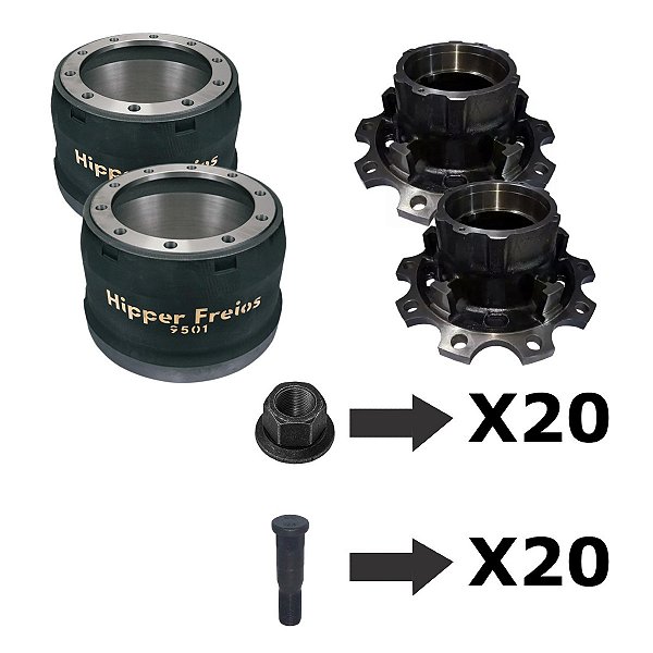 Kit Troca Roda Raiada Para Disco Carretas