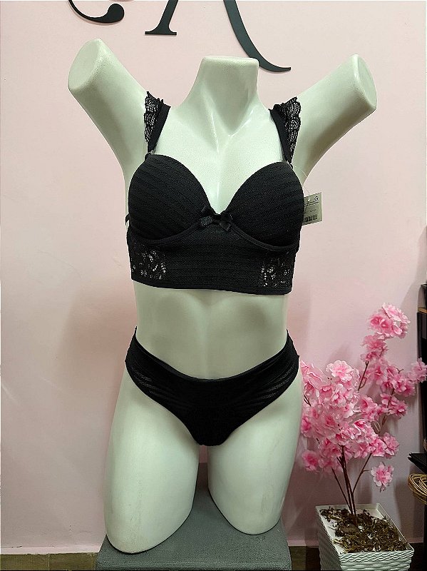Conjunto Lingerie Secret com Bojo Aro e Calcinha Fio Duplo