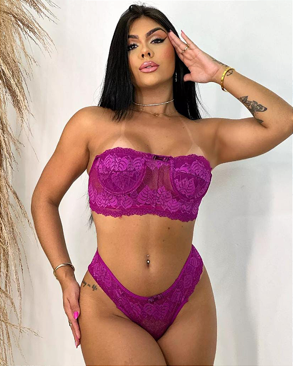 Conjunto lingerie Romantic Roxo
