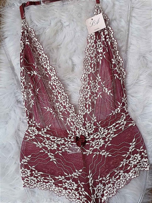 Body Diva Bicolor Vinho com Branco