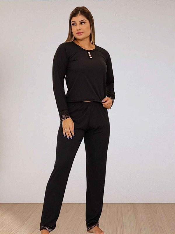 Pijama de Frio Paty Preto