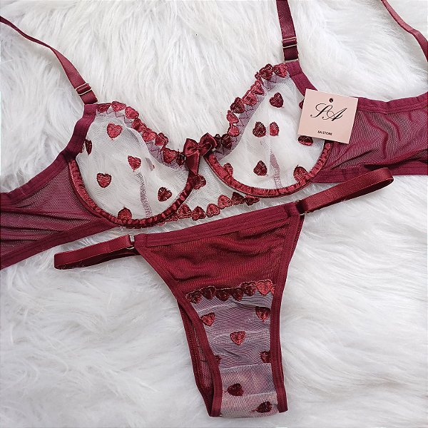 Conjunto Lingerie Aurora Vinho