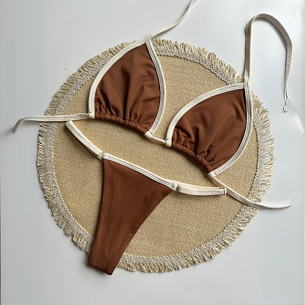 Conjunto Biquíni Bahamas Marquinha Chocolate com Creme
