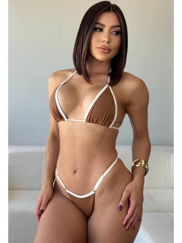 Conjunto Biquíni Bahamas Marquinha Chocolate com Creme