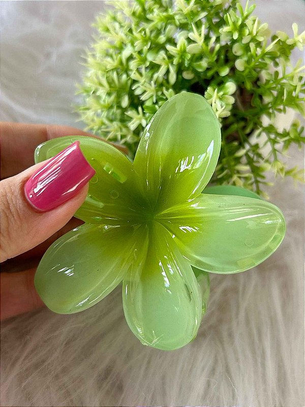 Presilha Tropical Flor Grande Verde