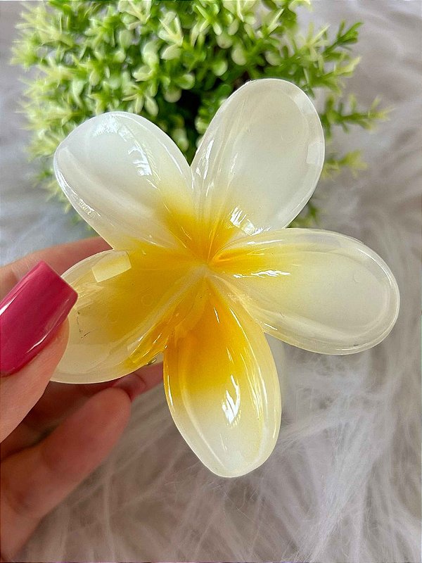 Presilha Tropical Flor Grande Amarela