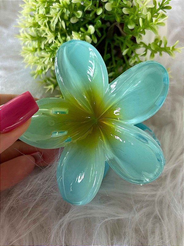 Presilha Tropical Flor Grande Azul