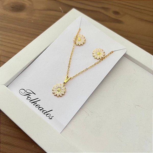 Conjunto Colar + Brinco Flor