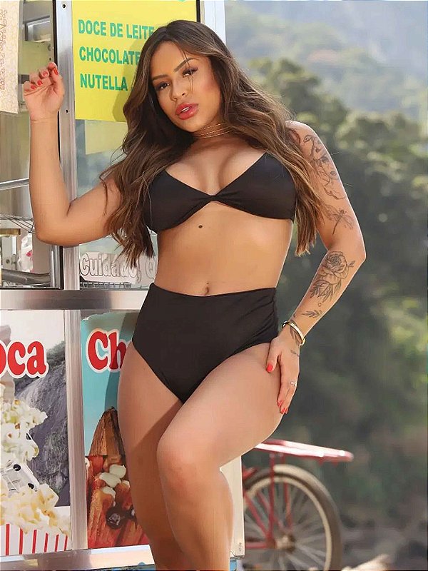 Conjunto Biquini Iracema Cintura Alta Preto