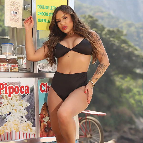 Conjunto Biquini Iracema Cintura Alta Preto