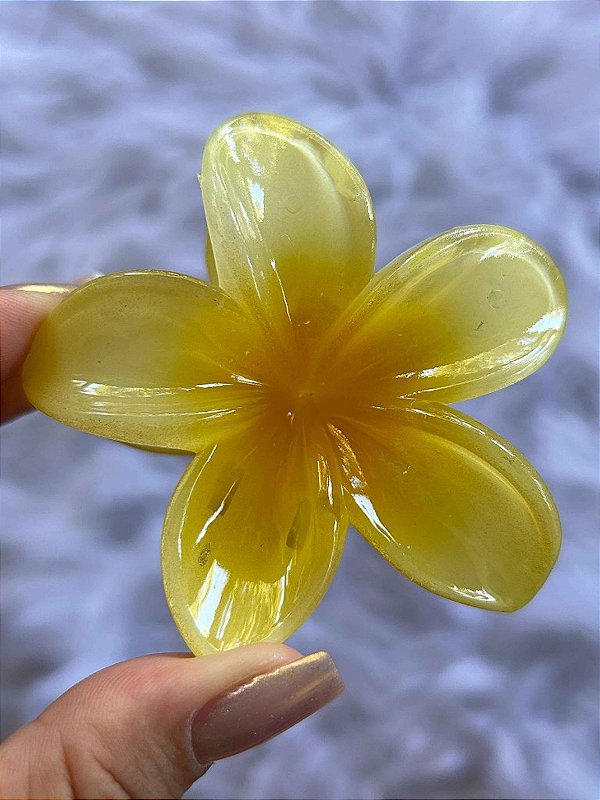 Presilha Tropical Flor Grande Amarela Cintilante