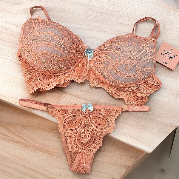 Conjunto Lingerie Cecília Rose com Azul