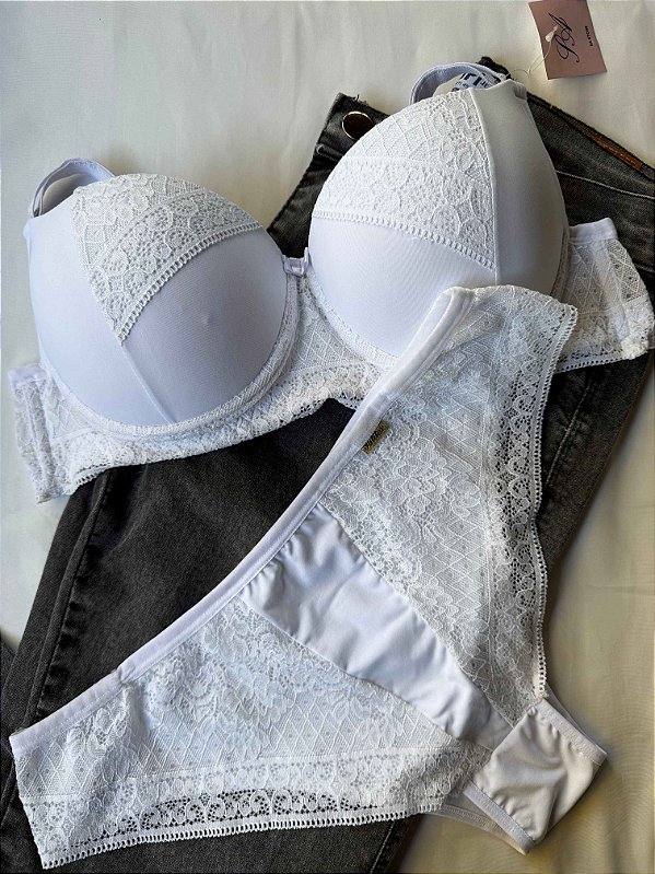Conjunto Lingerie Marie Plus Size Branco