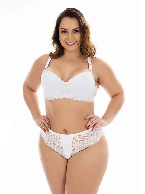 Conjunto Lingerie Marie Plus Size Branco