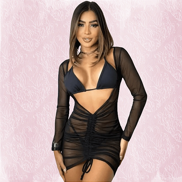 Saída Vestido Havai Preto