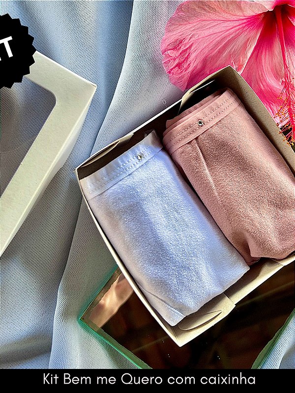 Kit Calcinha Bem me quero em algodão Rose e Branco