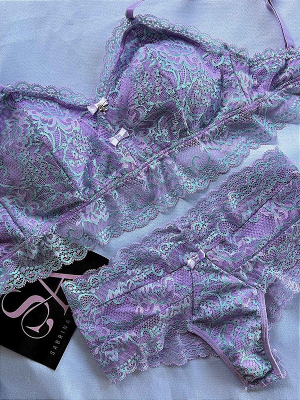 Conjunto Lingerie Beatrice Bicolor Lílas