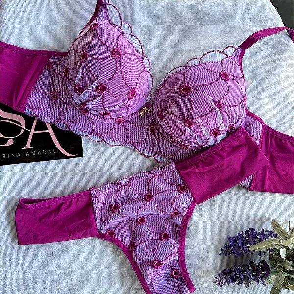 Conjunto Lingerie Odalisca e tule e Bordado