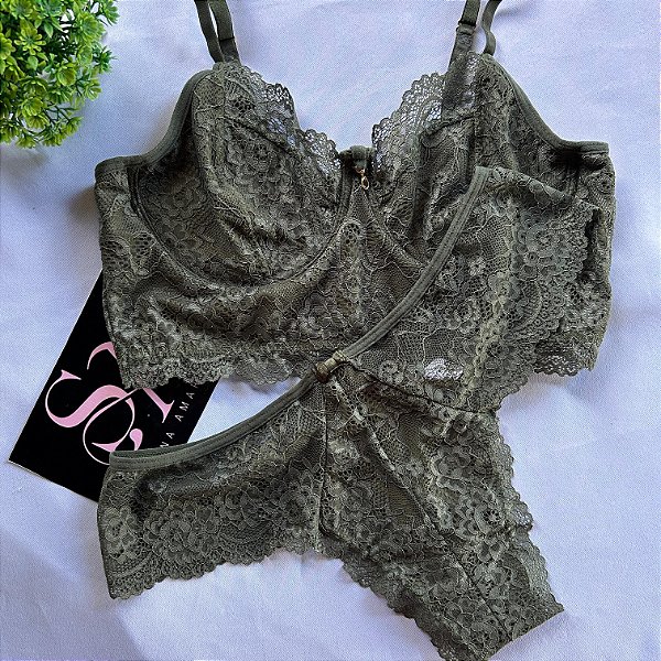 Conjunto Lingerie Lua Verde Militar