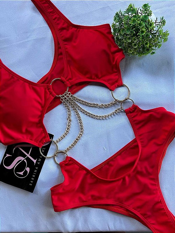 Maiô Gringa Vermelho Correntes