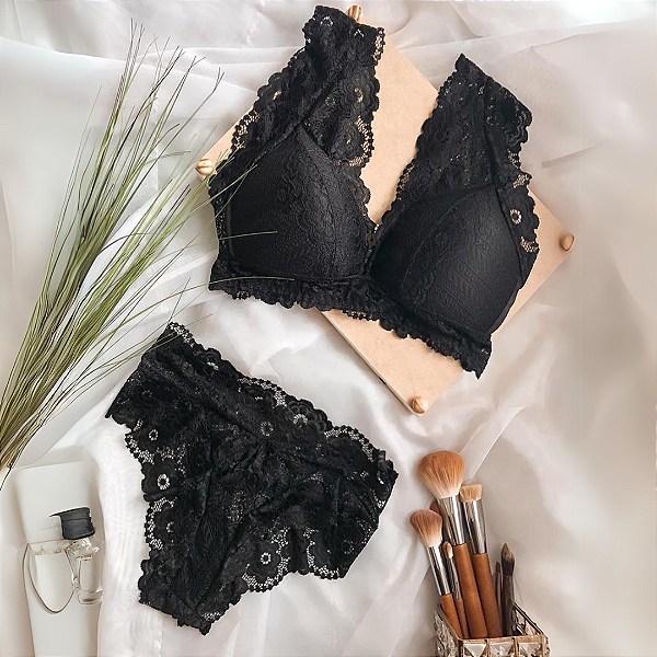 Conjunto Lingerie Rosemary Preto