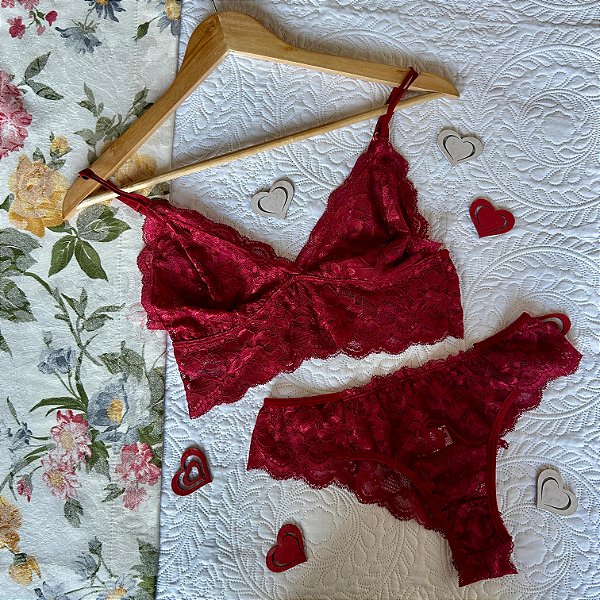 Conjunto Lingerie Amora Vermelho