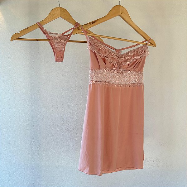 Camisola Ophelia com Calcinha Rosa