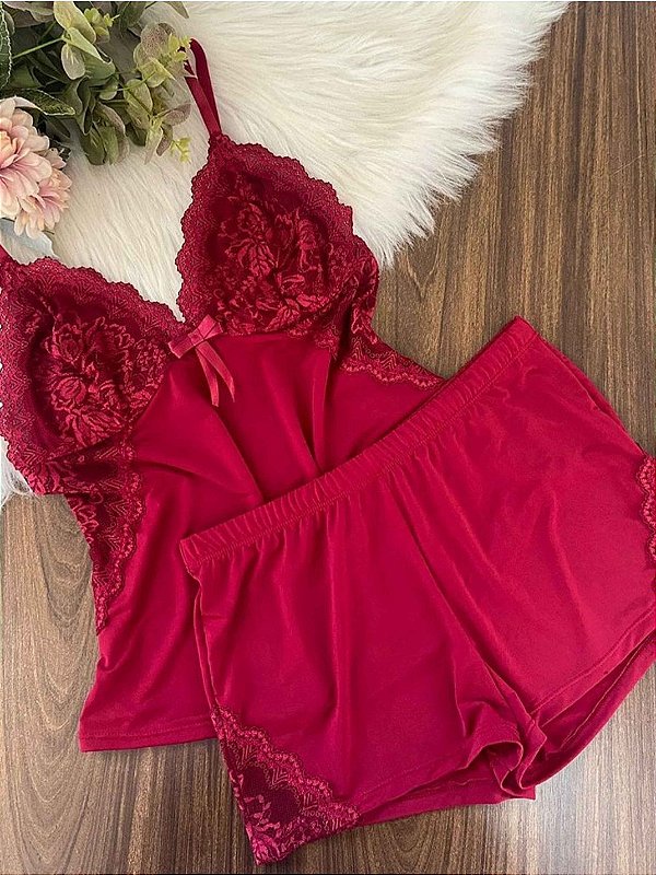Pijama Short Doll Lótus Vermelho