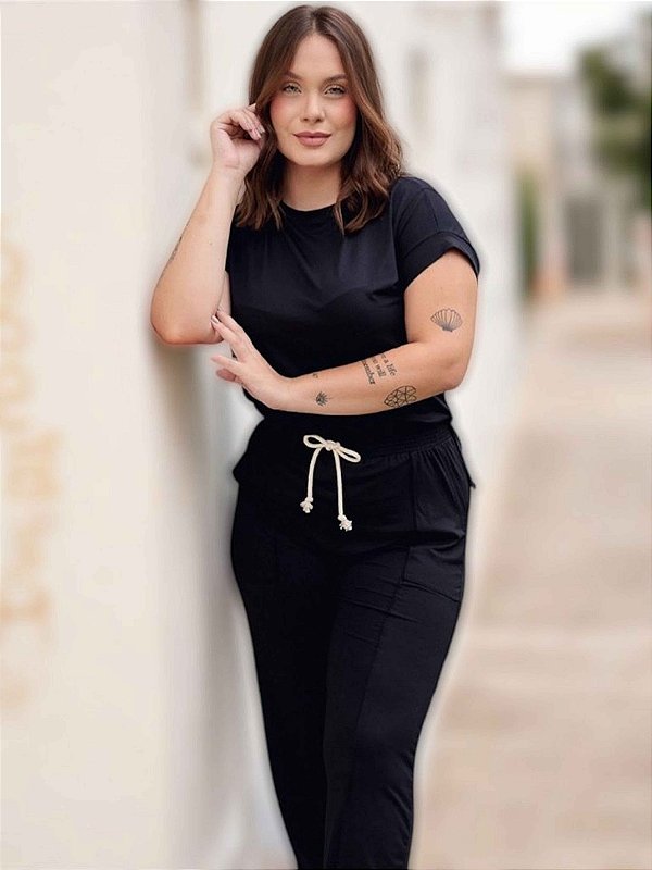 Pijama meia estação Kelly Preto