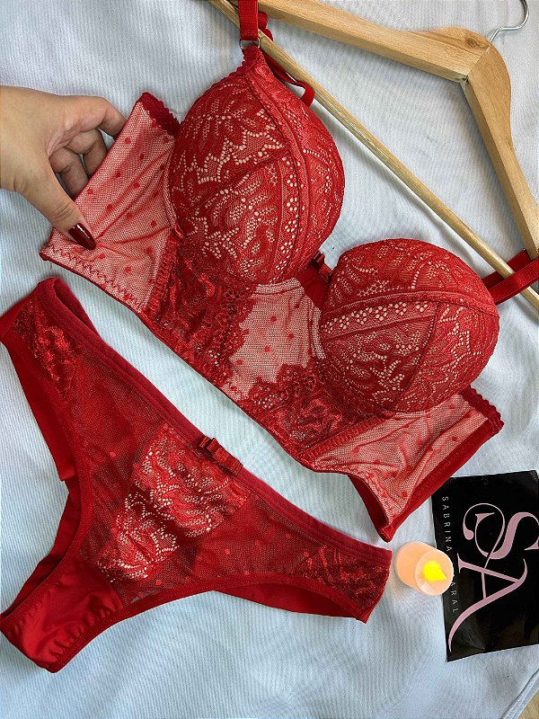 Conjunto Lingerie Vermelho Rebeca