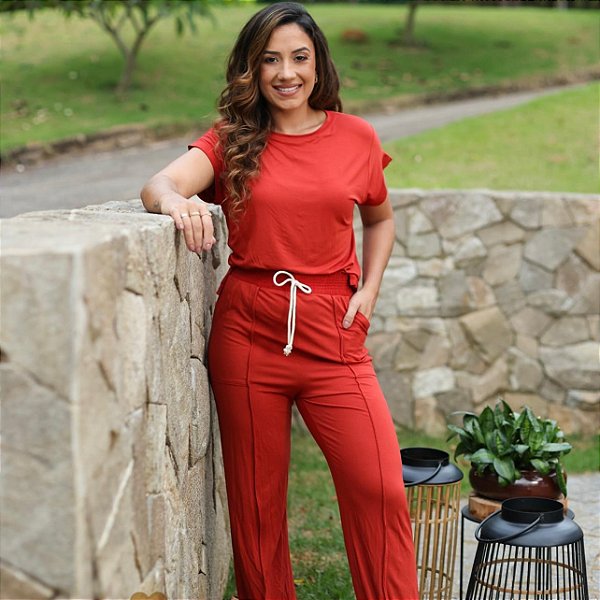 Pijama meia estação Kelly t-shirt e calça em viscolycra