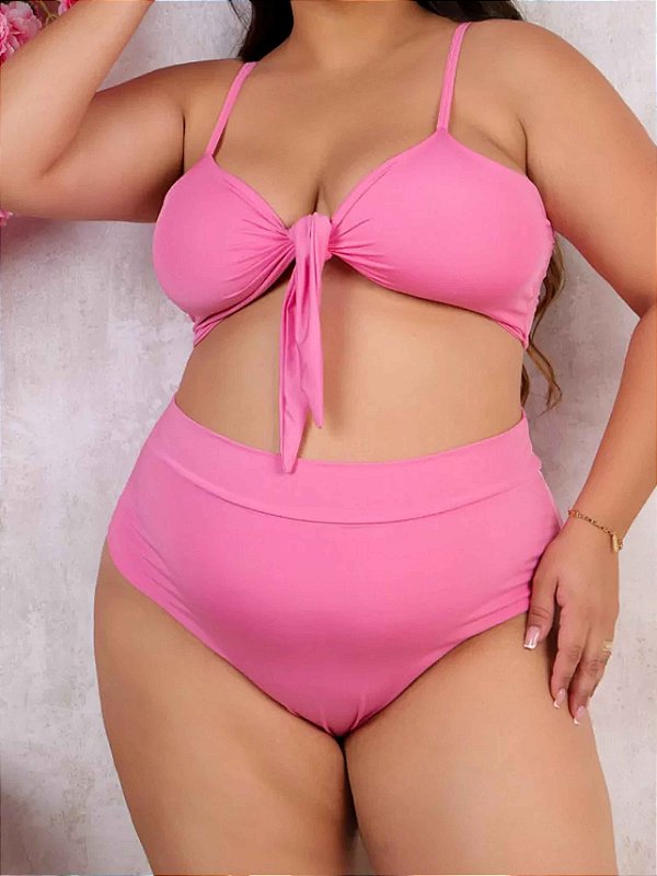 Conjunto Biquini Plus Size Caraguá Rosa sem bojo