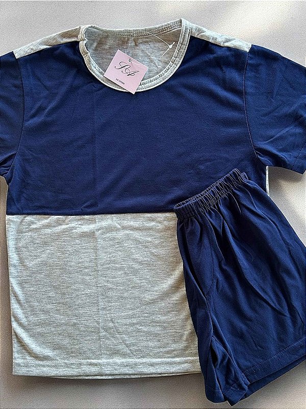 Pijama infantil Verão Menino- Cinza e Azul
