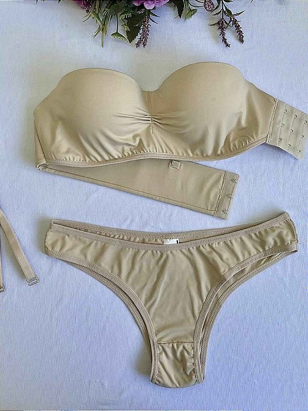Conjunto Lingerie Tomara que caia com alças fecho lateral