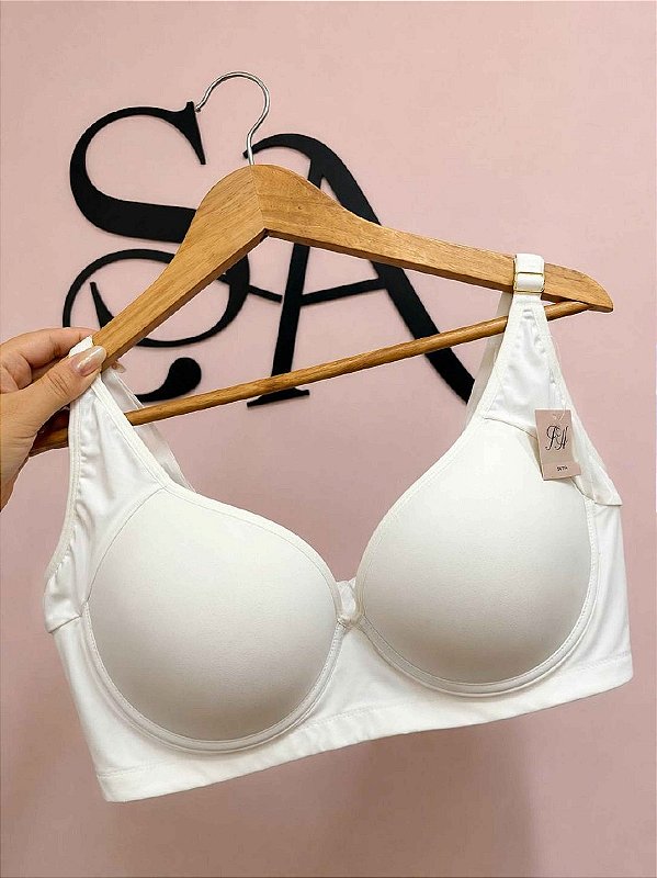 Sutiã Avulso Reforçado Liso Plus Size com Alças largas Confort Branco