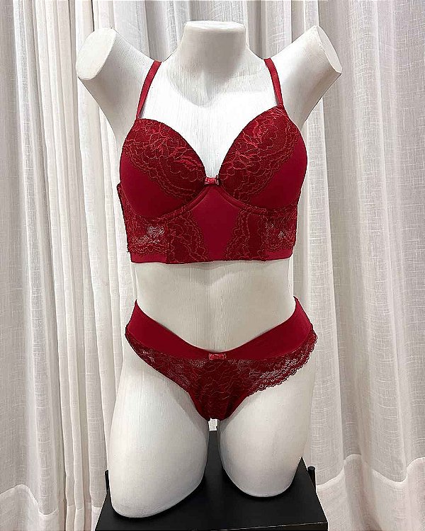 Conjunto Lingerie Daniella Cropped Reforçado com base de espuma e calcinha fio duplo
