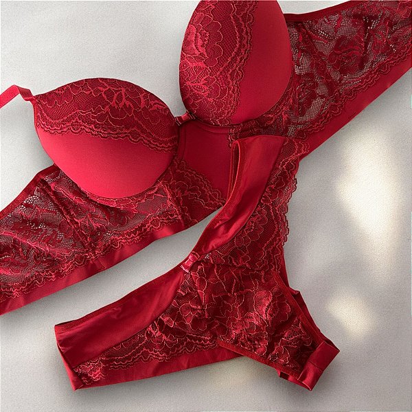 Conjunto Lingerie Daniella Cropped Reforçado com base de espuma e calcinha fio duplo