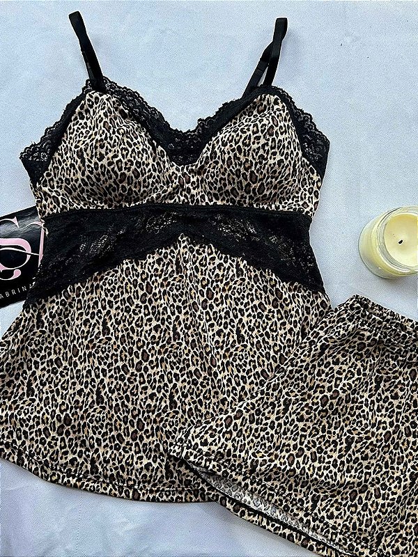 Pijama Short Doll Margarida com bojo Confort Animal Print