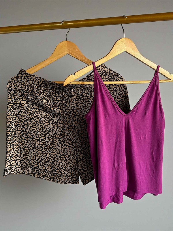 Baby doll Sintonia de alcinha e short com estampa