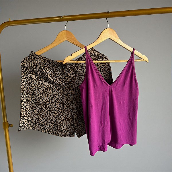 Baby doll Sintonia de alcinha e short com estampa