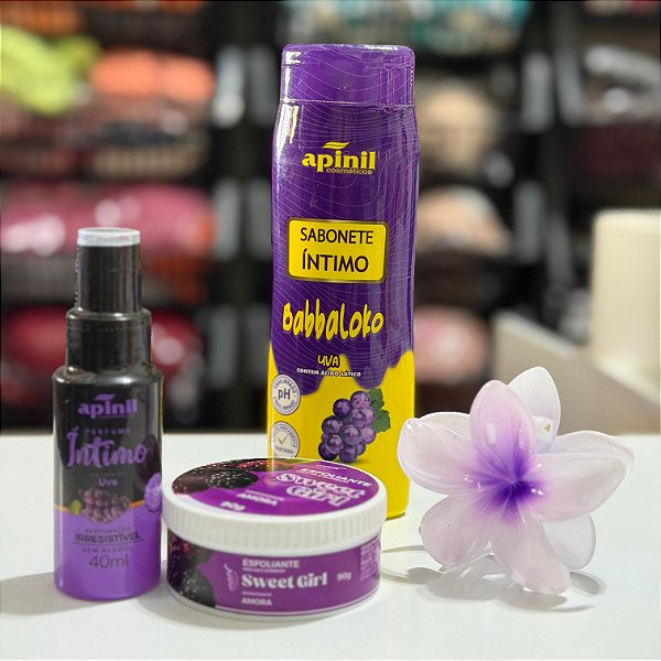 Kit Ritual do amor próprio Sabonete íntimo+ Esfoliante Virilha e Bumbum+Perfume íntimo+Presilha Flor