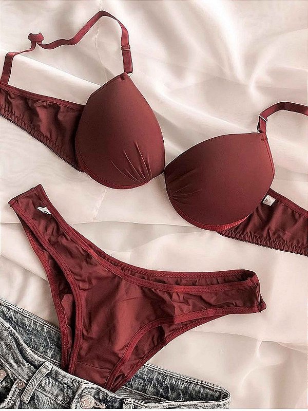 Conjunto Lingerie Arco inteiro Comfry Vinho (LOJA)